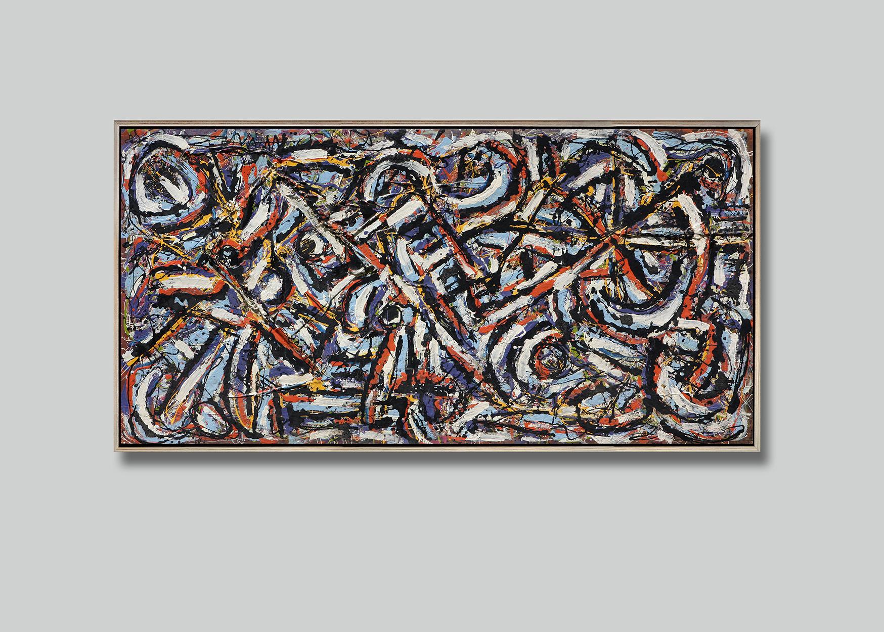 Il viaggio, 48x96, - Abstract Painting Marrone di Harald Marinius Olson