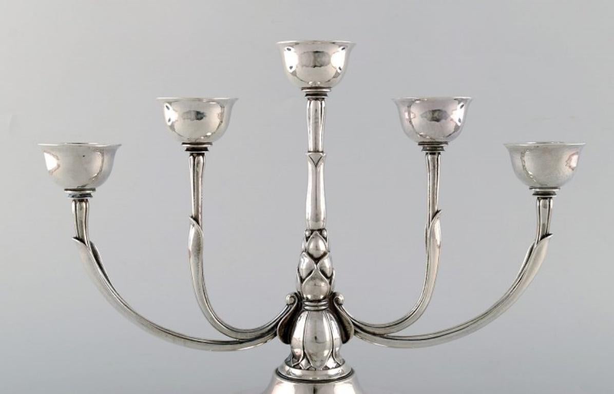 Art déco Harald Nielsen pour Georg Jensen. Candélabre Art Déco Pyramid, argent sterling en vente