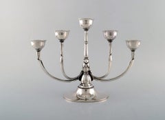 Vintage Harald Nielsen for Georg Jensen. Art Deco "Pyramid" candelabra, sterling silver