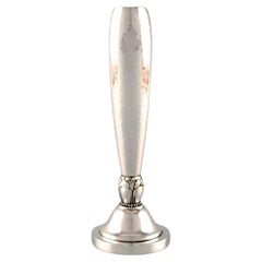 Vintage Harald Nielsen for Georg Jensen Art Deco vase in hammered sterling silver.