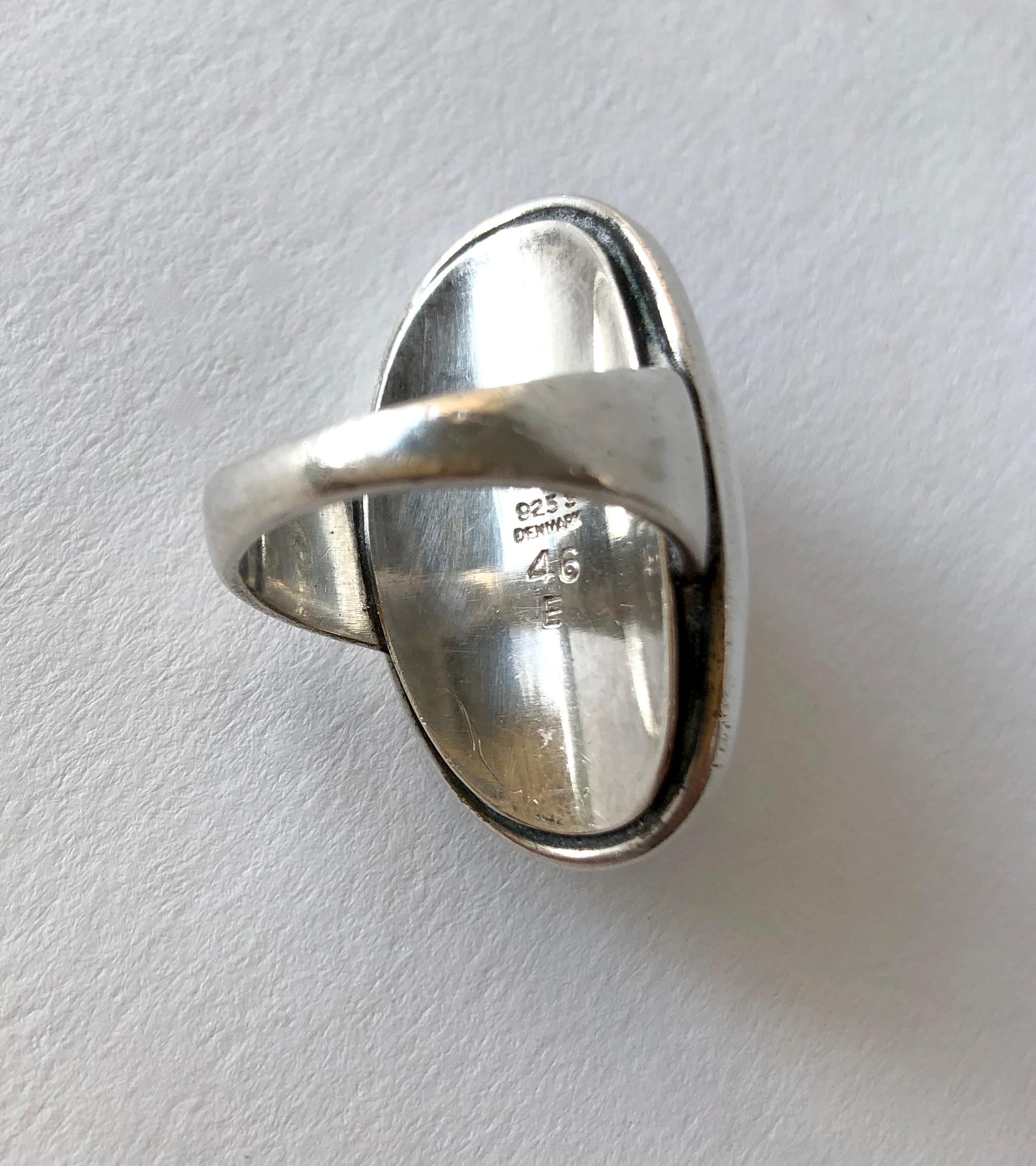 Women's Harald Nielsen Georg Jensen Sterling Silver Hematite 46E Danish Modern Ring