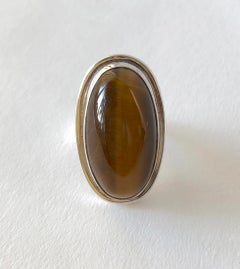 Harald Nielsen Georg Jensen Sterling Silver Tiger's Eye 46E Danish Modern Ring