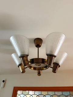 Lampadario in ottone in stile Mid-Century di Harald Notini e Uno Westerberg per Böhlmarks, 1950
