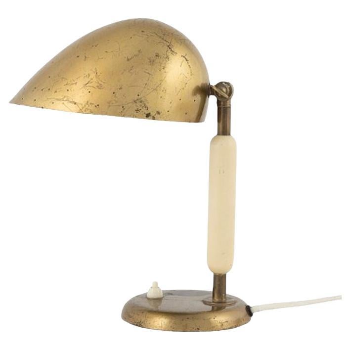 Harald Notini, Böhlmarks, Swedish Modern, Desk Lamp, Brass, Wood, Sweden, 1930s For Sale