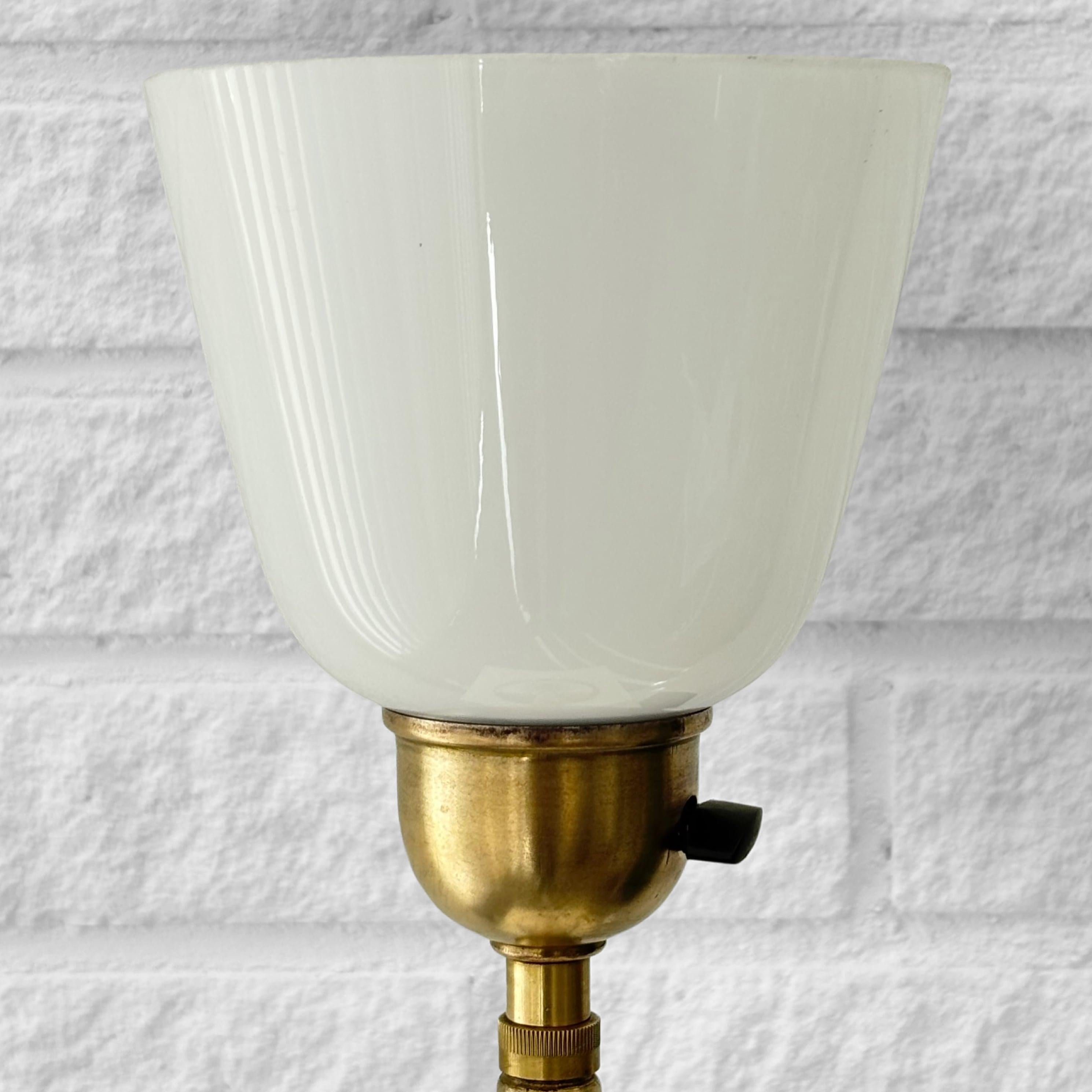 Mid-20th Century Harald Notini, Böhlmarks, table lamp 15505, brass & Steel, Sweden, 1940s For Sale