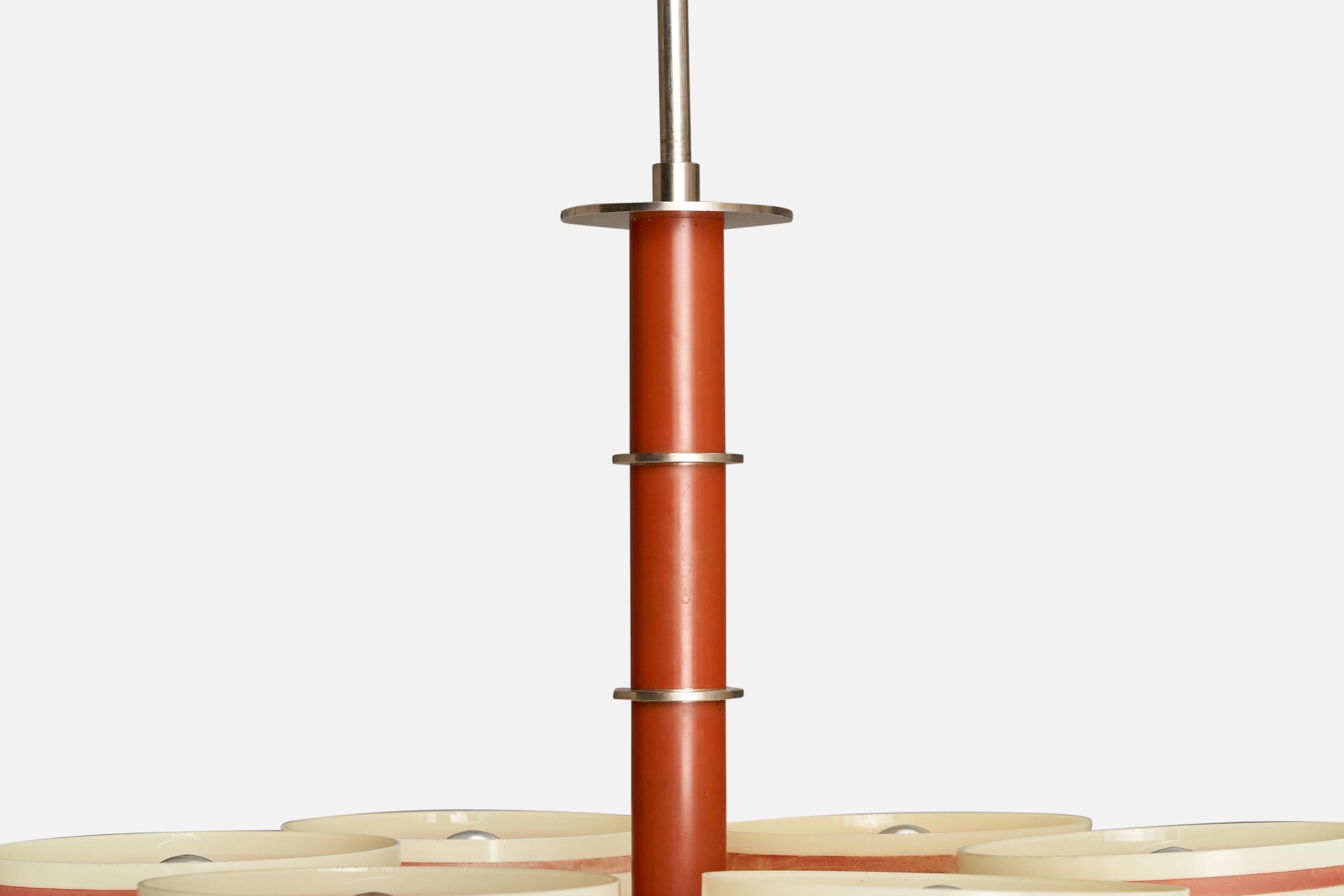 Harald Notini, Kronleuchter, Nickel, Glas, Holz, Schweden, 1930er Jahre im Angebot 4