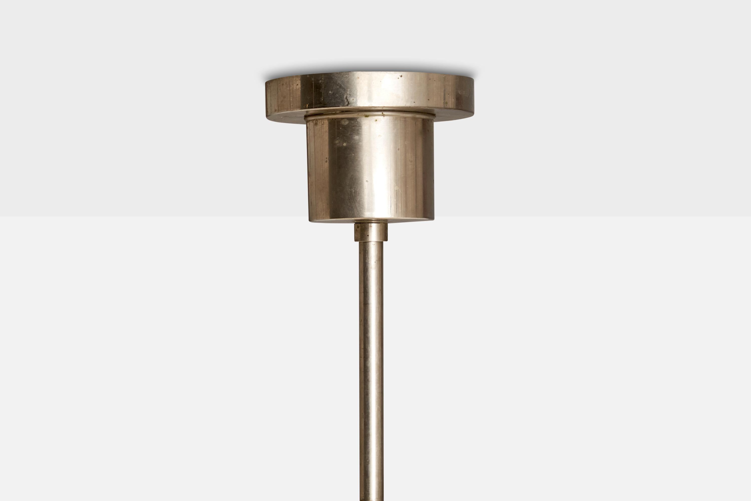 Harald Notini, Kronleuchter, Nickel, Glas, Holz, Schweden, 1930er Jahre im Angebot 5