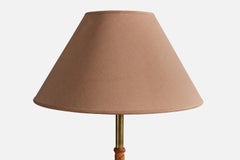 Harald Notini, Floor Lamp, Brass, Leather, Fabric, Sweden, 1940s