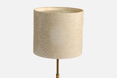 Harald Notini, Floor Lamp, Brass, Leather, Fabric, Sweden, 1940s