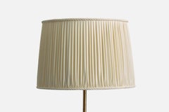 Harald Notini, Floor Lamp, Brass, Leather, Fabric, Sweden, 1940s