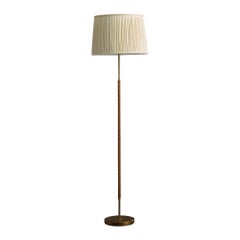 Harald Notini, Floor Lamp, Brass, Leather, Fabric, Sweden, 1940s