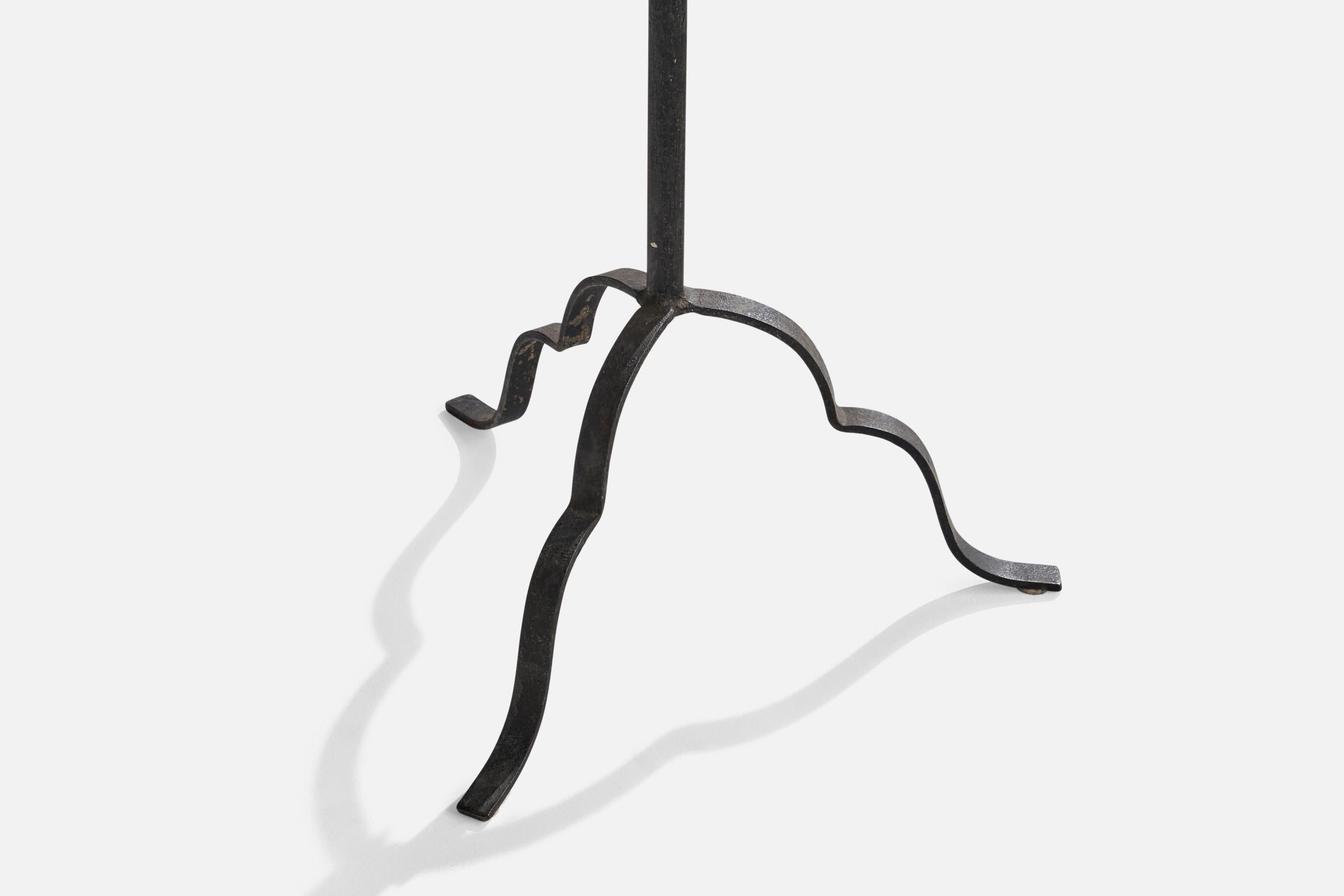Mid-20th Century Harald Notini, Floor Lamp, Wrought Iron, Fabric, Sweden, 1930s For Sale