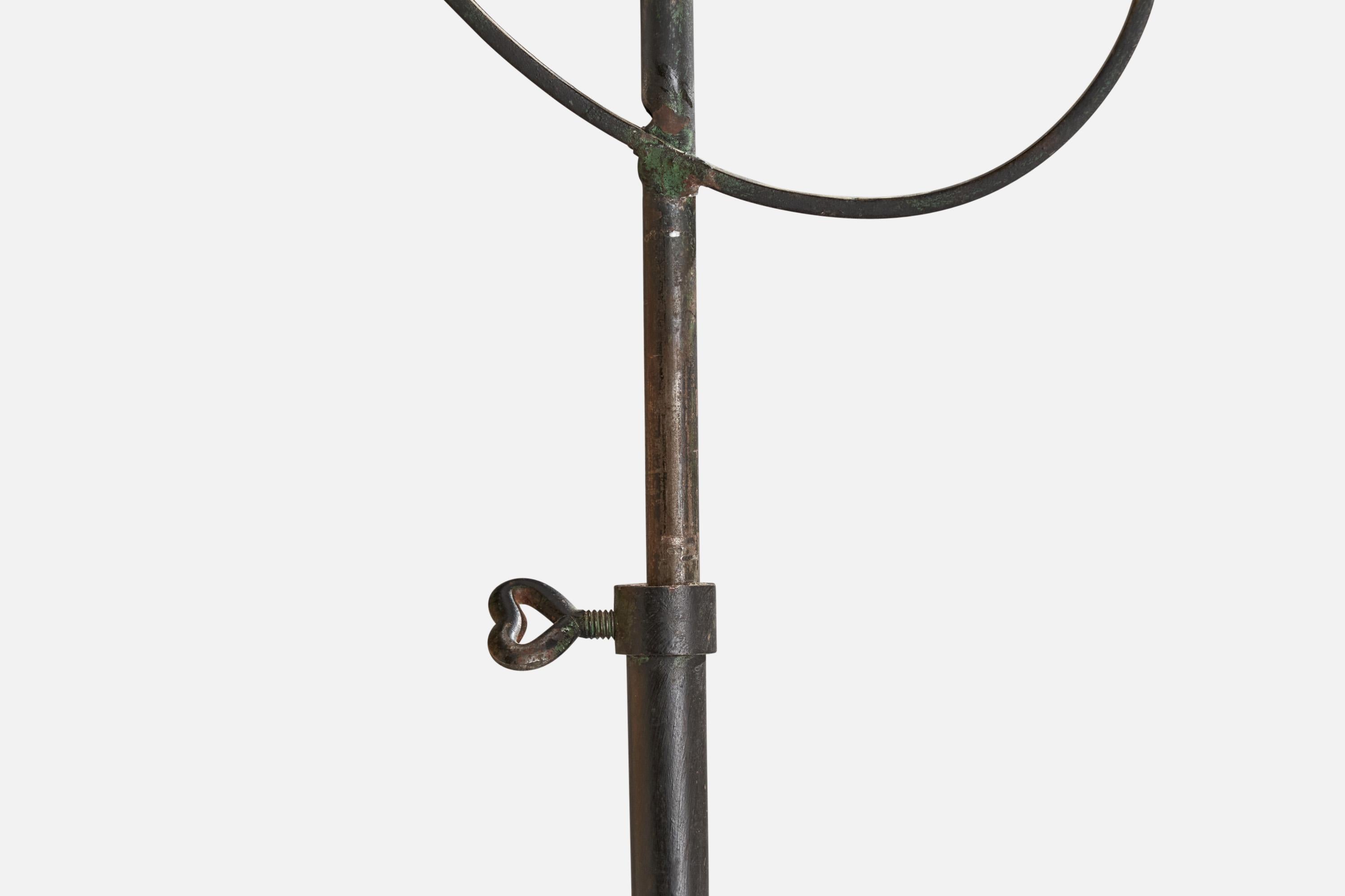 Mid-20th Century Harald Notini, Floor Lamp, Wrought Iron, Rattan, Sweden, 1930s For Sale