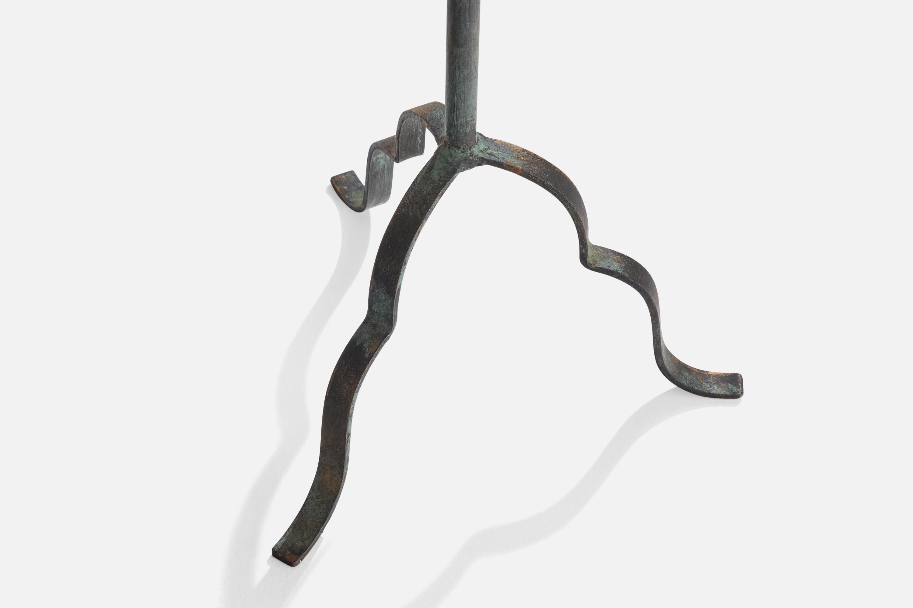 Lampadaire Harald Notini, fer forgé, rotin, Suède, années 1930 en vente 1