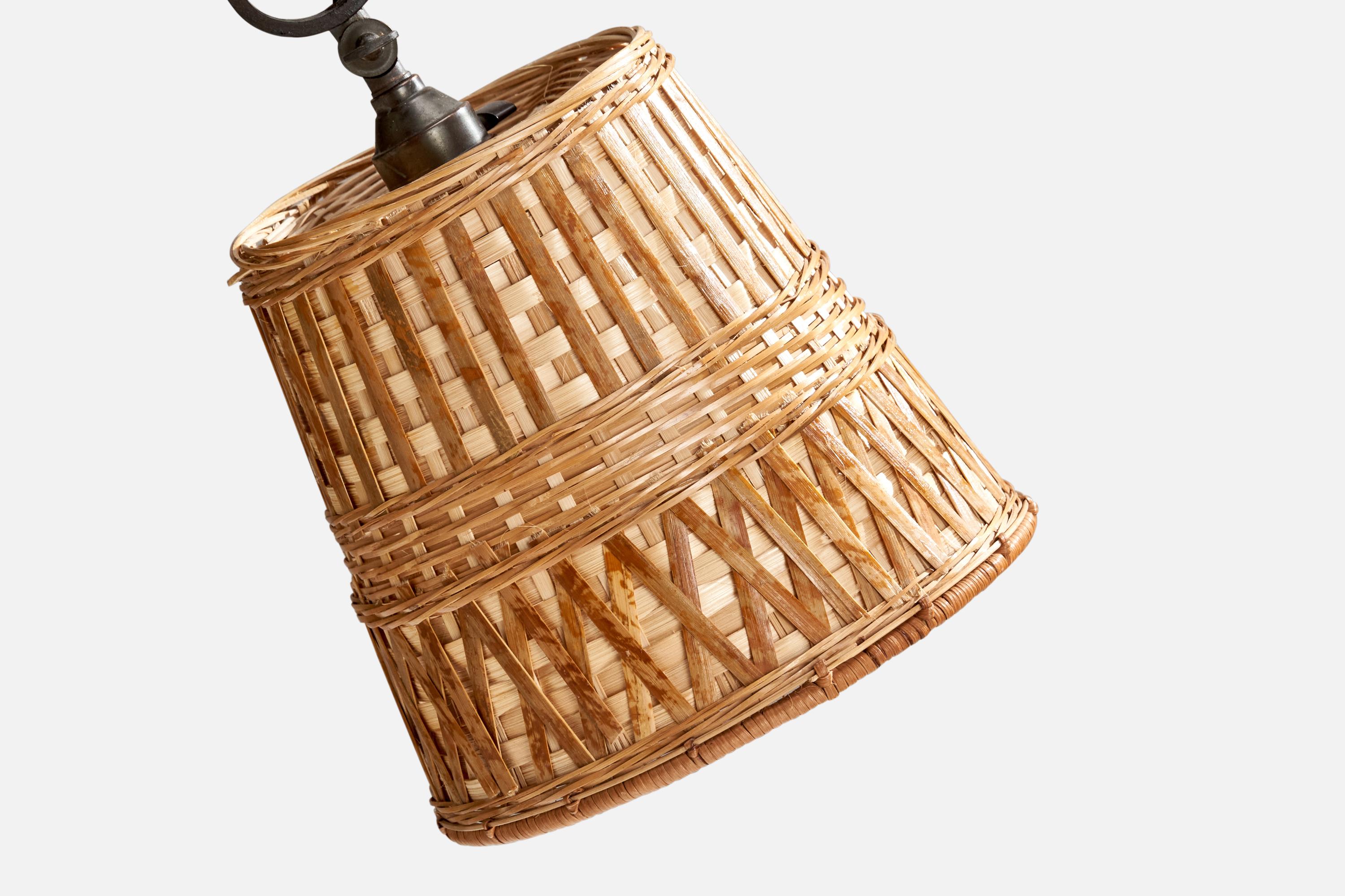 Harald Notini, Floor Lamps, Wrought Iron, Rattan, Sweden, 1930s 1