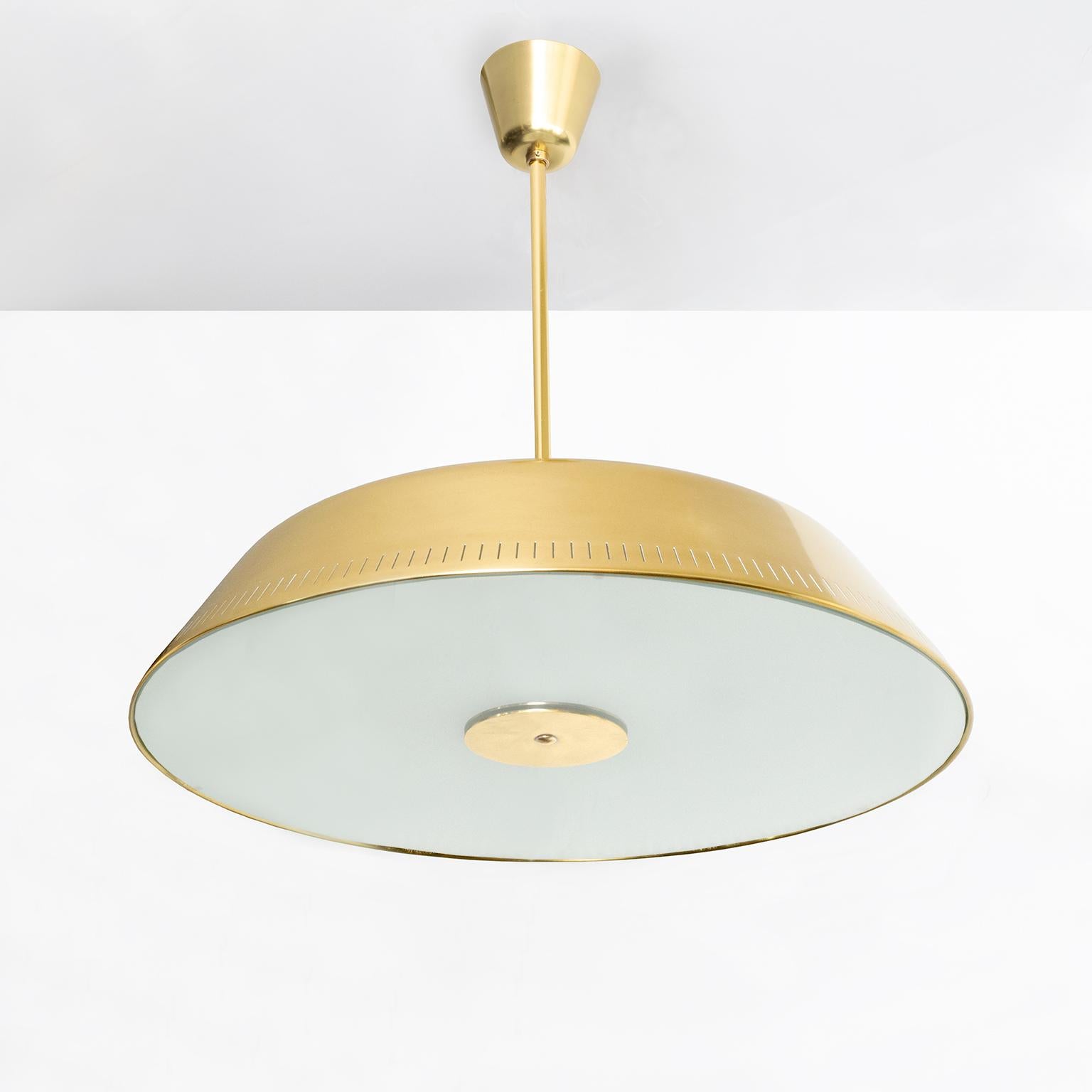 Harald Notini for Böhlmarks sleek Scandinavian brass pendant  In Good Condition For Sale In New York, NY