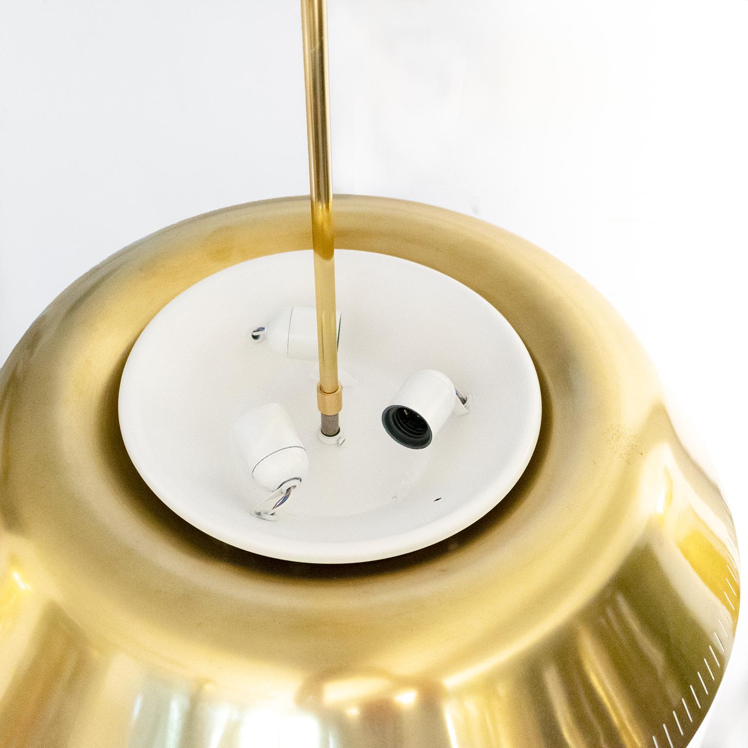 Harald Notini for Böhlmarks sleek Scandinavian brass pendant  For Sale 1