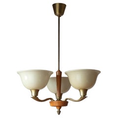 Harald Notini Glas- und Holzkronleuchter, um 1940