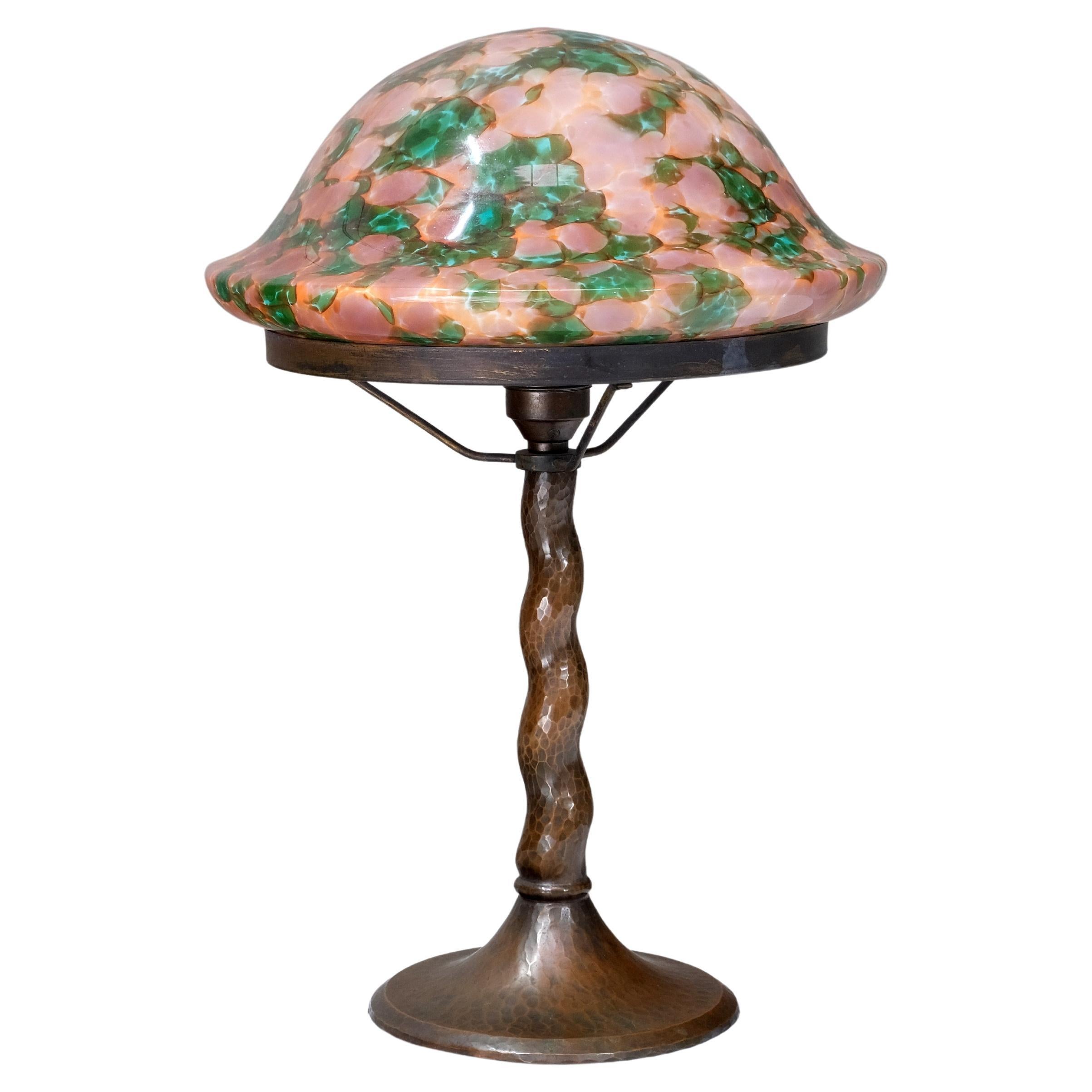 Harald Notini Hammered Copper Table Lamp, Model 6834, Böhlmarks, Sweden, 1920s im Angebot