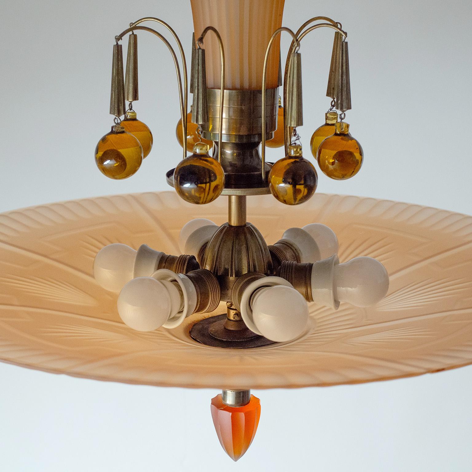 Lampadario in vetro Avana di Harald Notini, anni '30 in vendita 3
