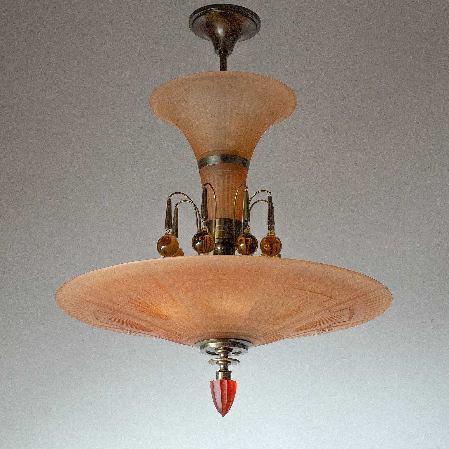Lampadario in vetro Avana di Harald Notini, anni '30 in vendita 4