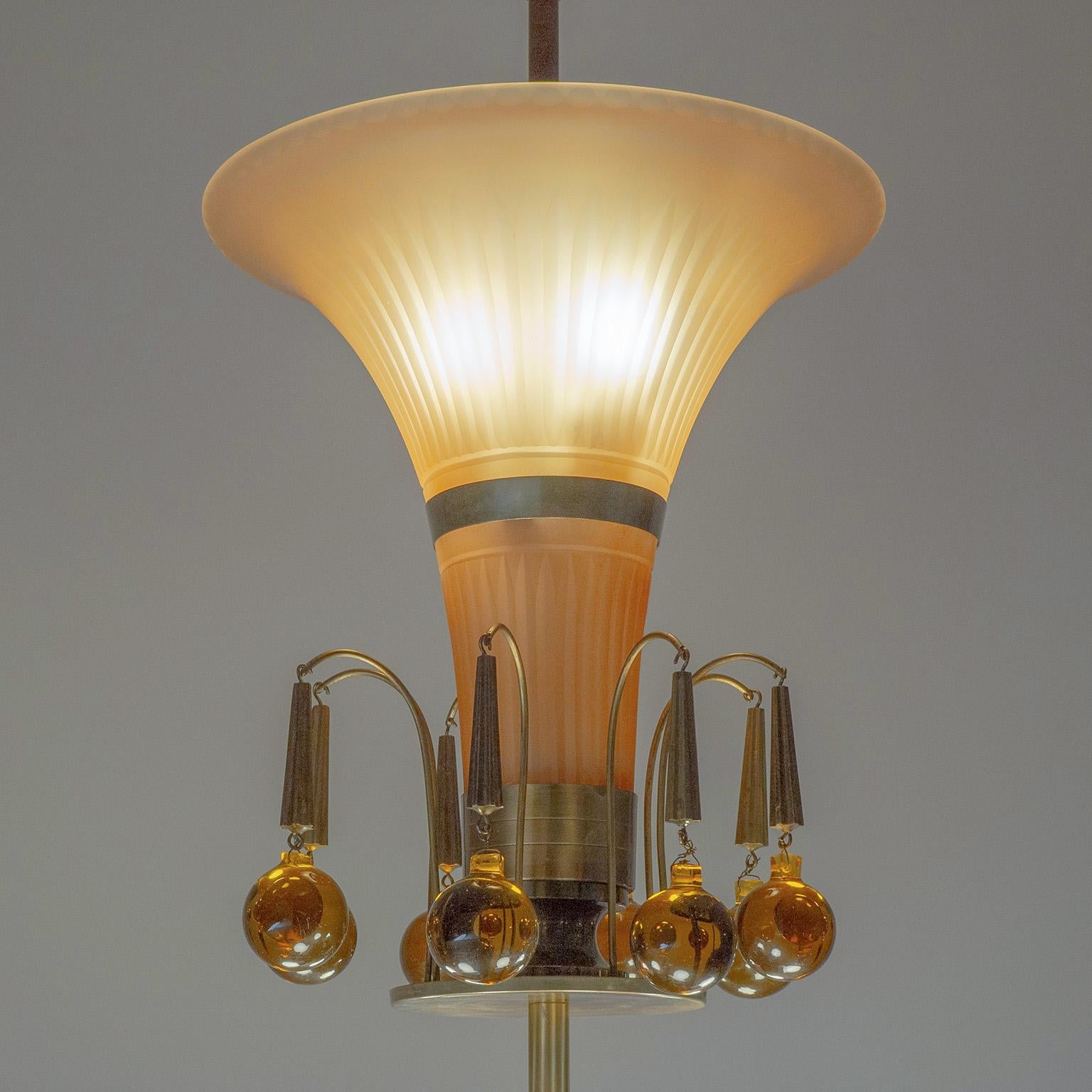 Lampadario in vetro Avana di Harald Notini, anni '30 In condizioni buone in vendita a Vienna, AT