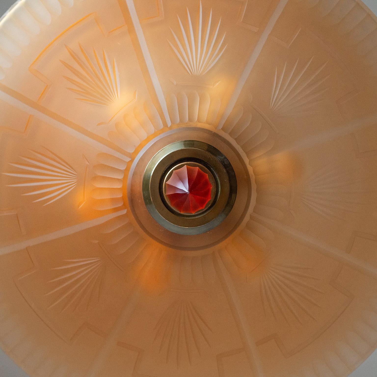 Metà XX secolo Lampadario in vetro Avana di Harald Notini, anni '30 in vendita