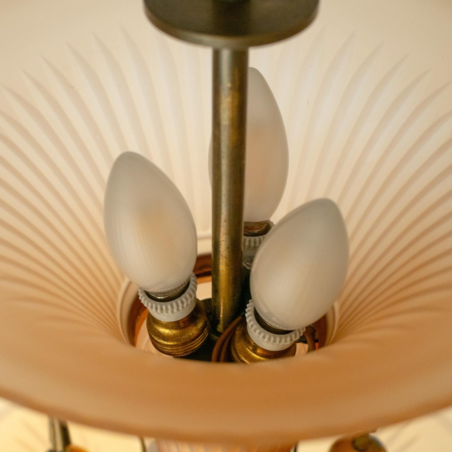 Ottone Lampadario in vetro Avana di Harald Notini, anni '30 in vendita