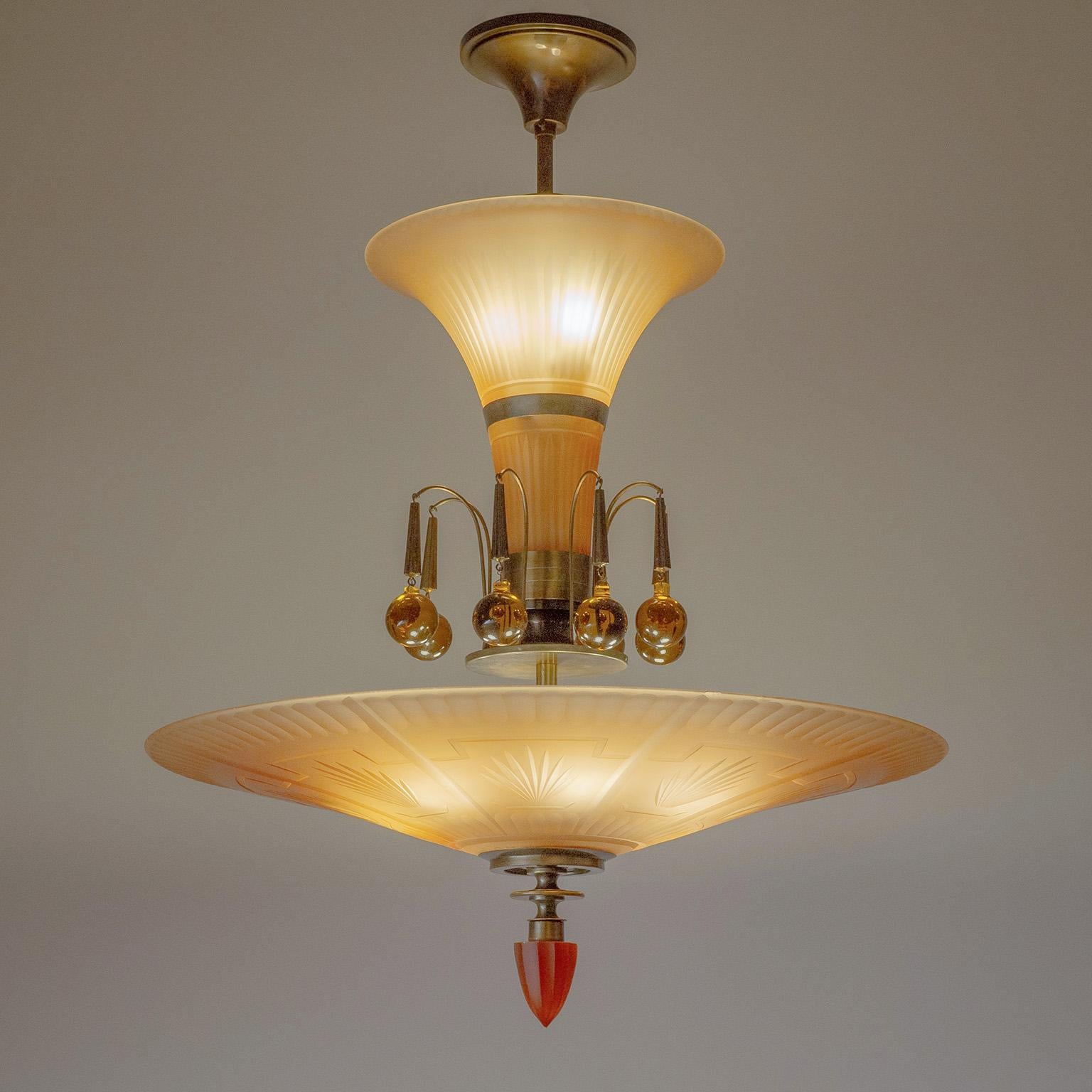 Lampadario in vetro Avana di Harald Notini, anni '30 in vendita 1