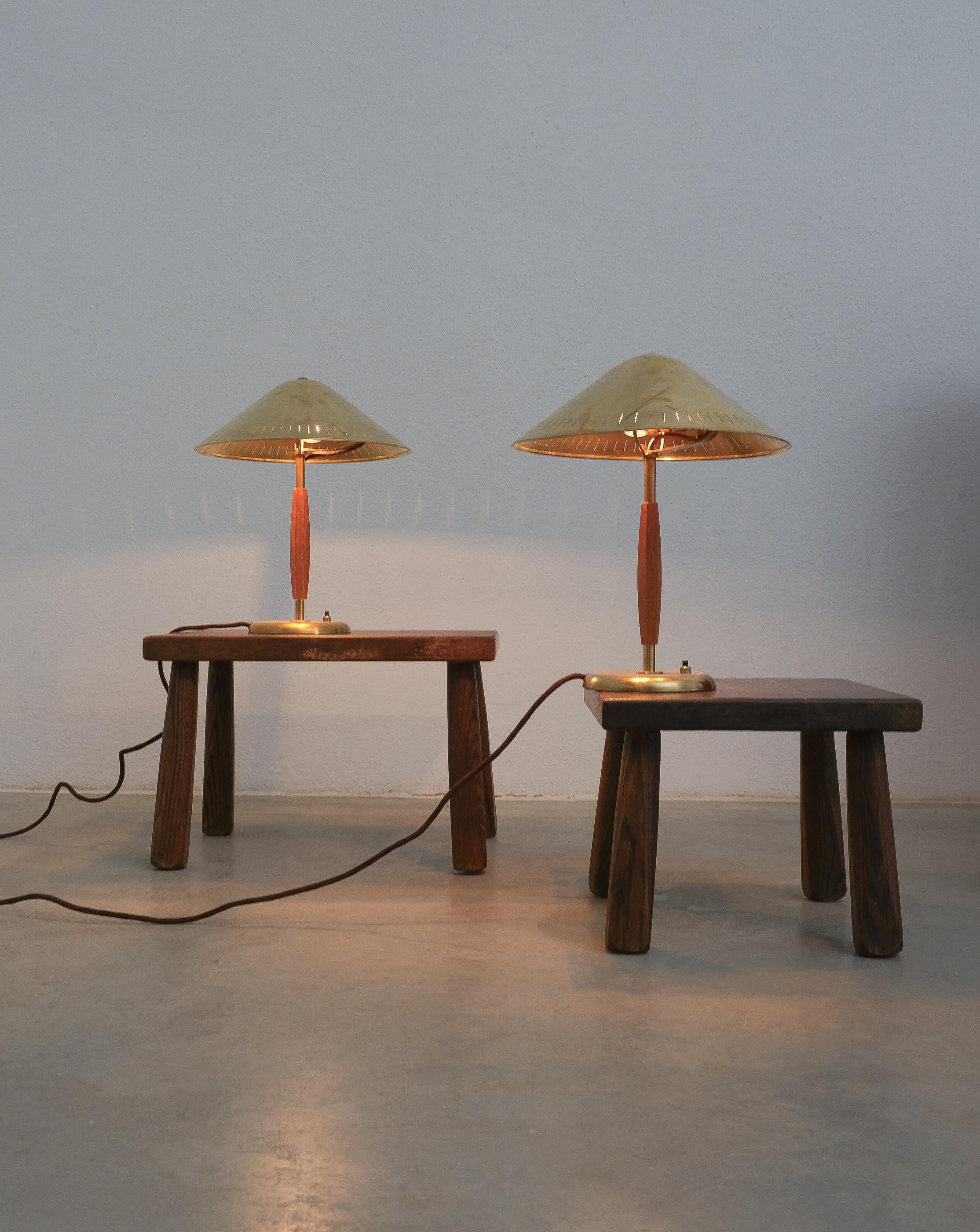 Harald Notini Pair Table Lamps Brass Böhlmarks, Sweden, 1940s For Sale 4