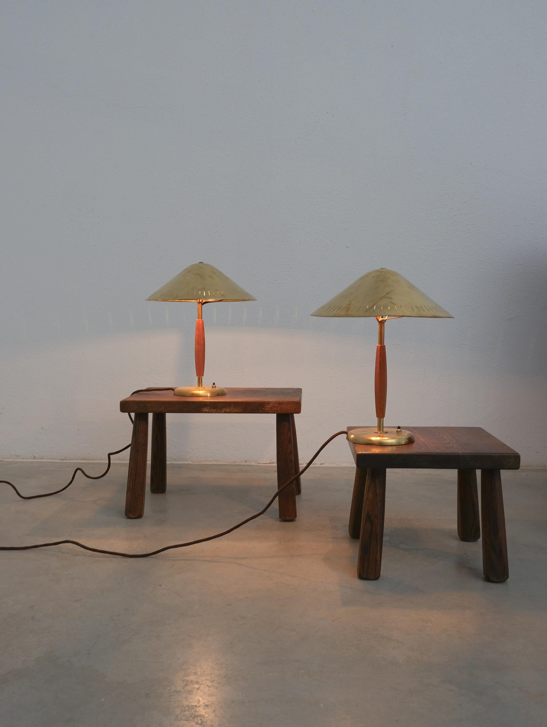 Harald Notini Pair Table Lamps Brass Böhlmarks, Sweden, 1940s For Sale 5