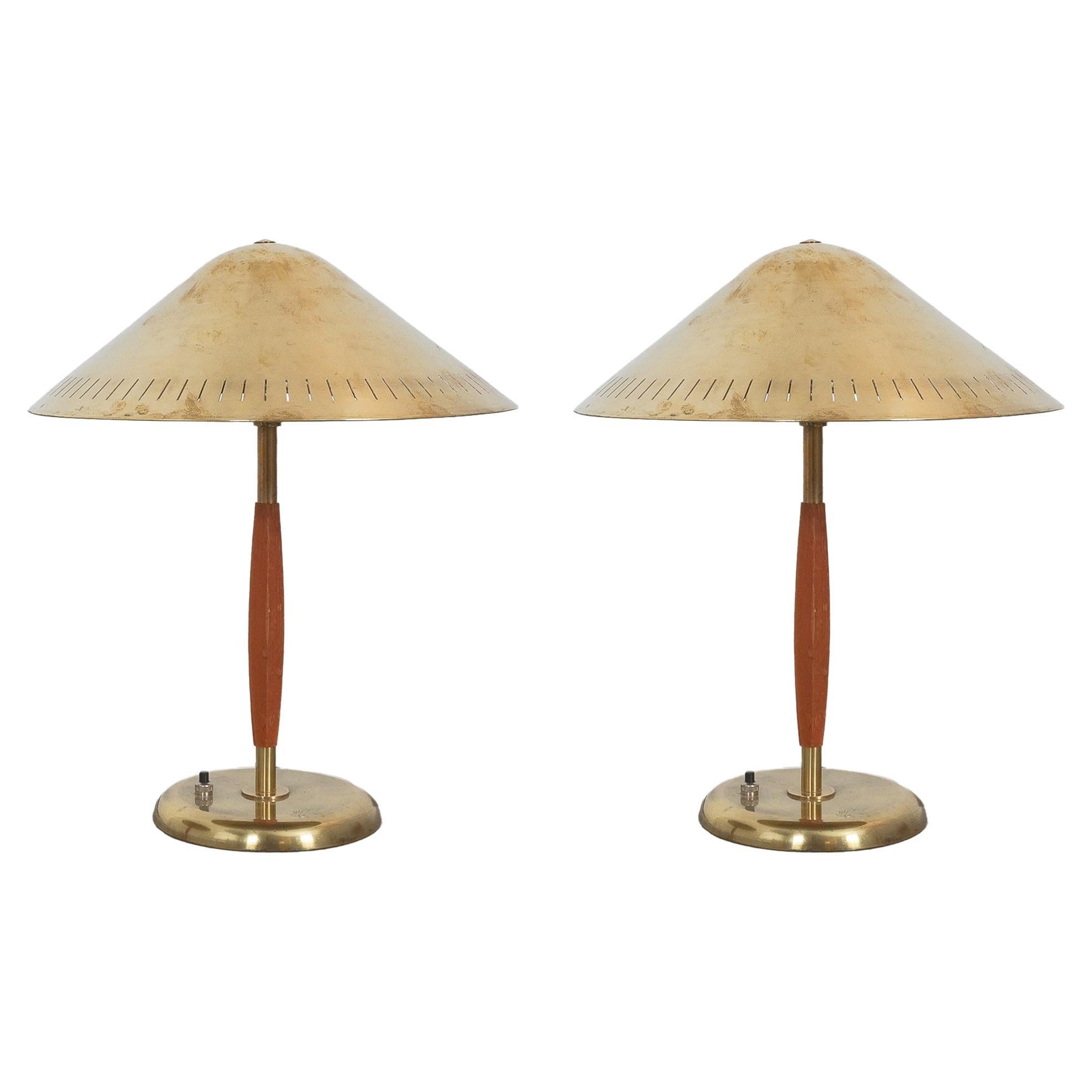 Harald Notini Pair Table Lamps Brass Böhlmarks, Sweden, 1940s For Sale