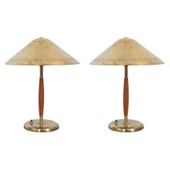 Harald Notini Pair Table Lamps Brass Böhlmarks, Sweden, 1940s