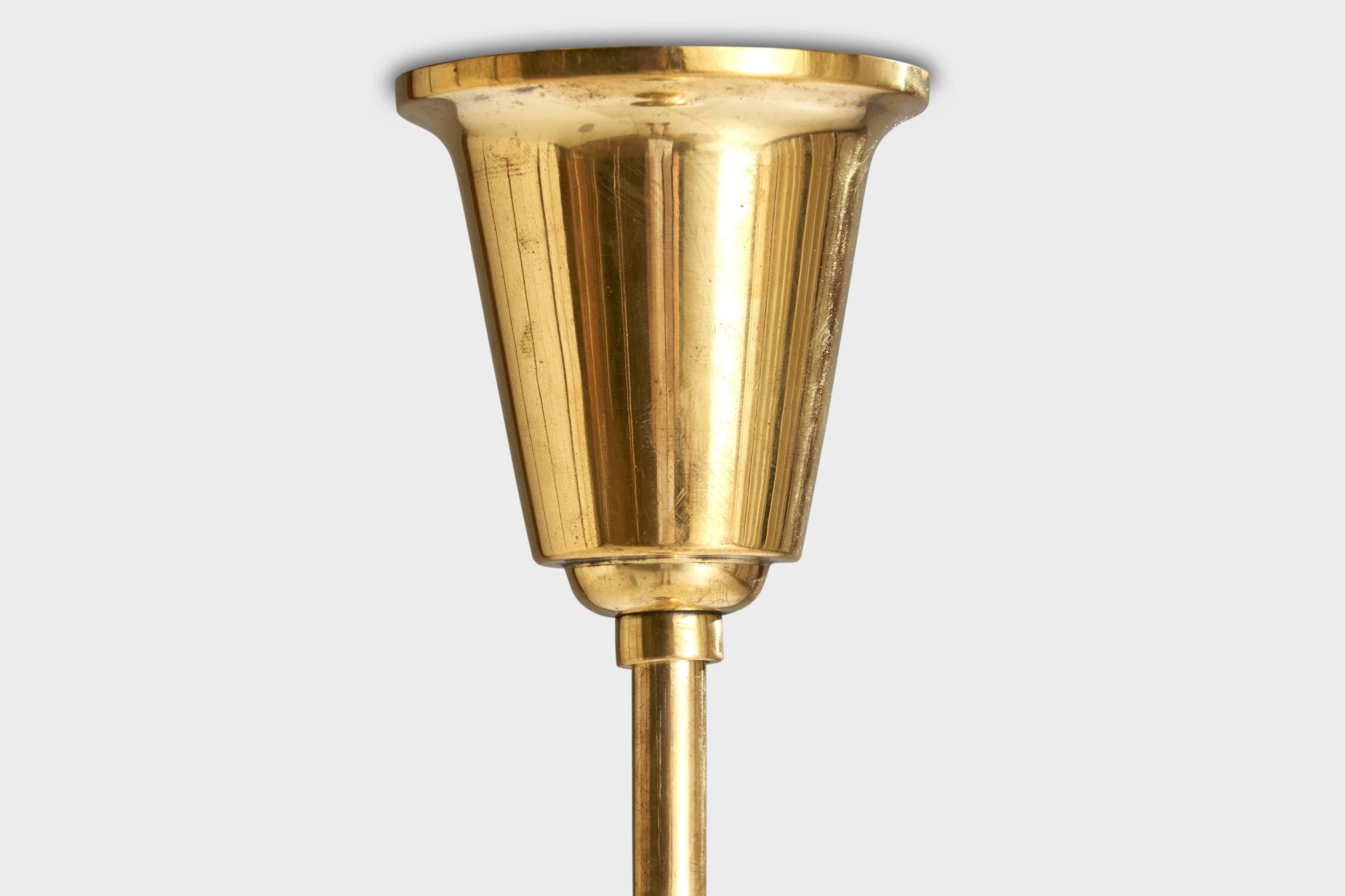 Harald Notini, Pendant Light, Brass, Glass, Sweden, 1940s For Sale 3