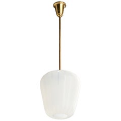 Lampe à suspension Harald Notini, laiton, verre, Suède, années 1940