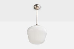 Harald Notini, Pendant Light, Glass, Chrome, Sweden, 1930s