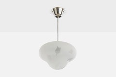 Harald Notini, Pendant Light, Glass, Chrome, Sweden, 1940s