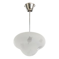 Harald Notini, Pendant Light, Glass, Chrome, Sweden, 1940s