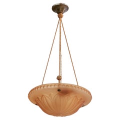 Harald Notini, Pendant Light, Glass, Cord, Brass, Sweden, 1920s