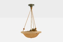 Harald Notini, Pendant Light, Glass, Rope, Brass, Sweden, 1930s