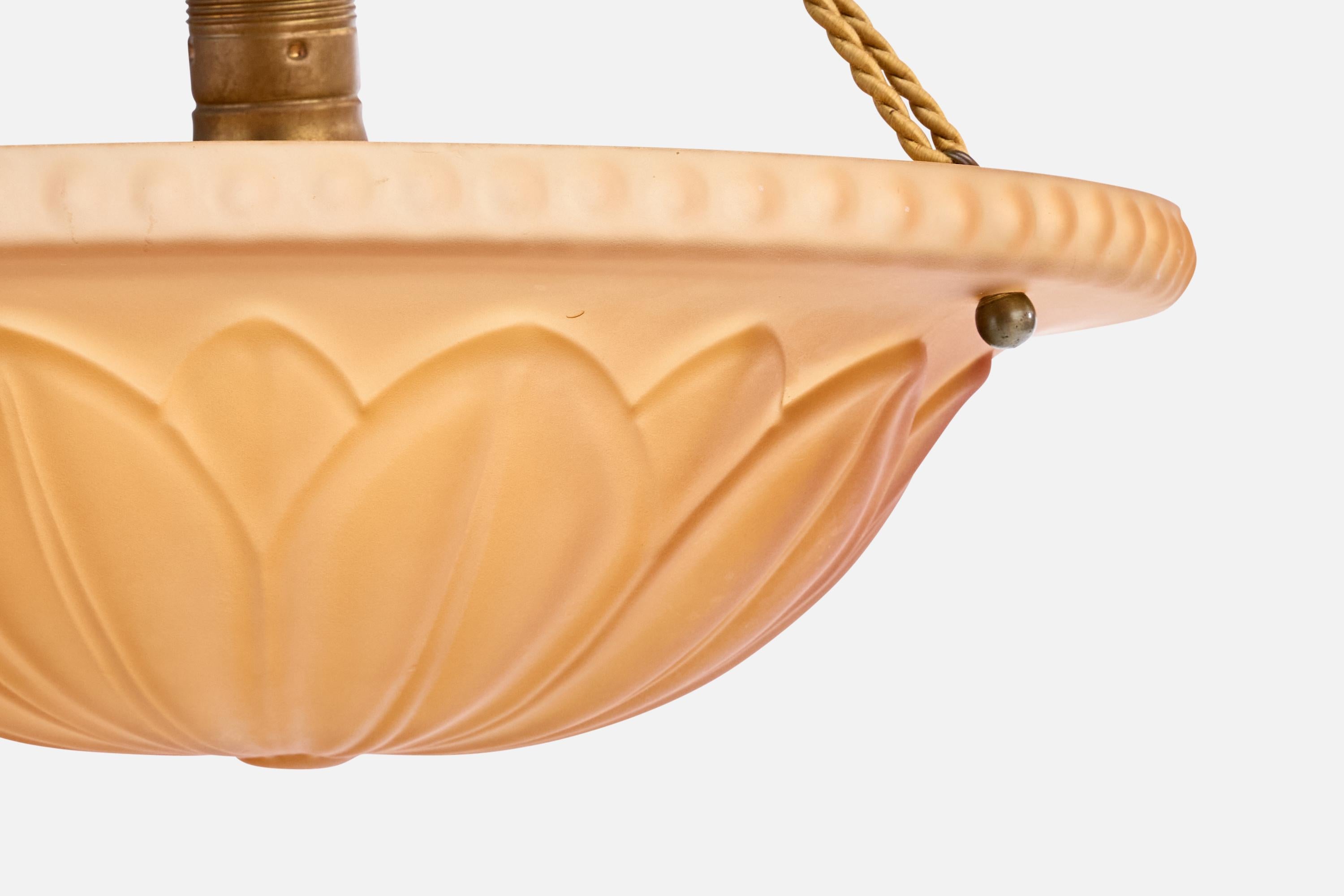 Milieu du XXe siècle Harald Notini, lampe suspendue, verre, corde, Suède, années 1930 en vente
