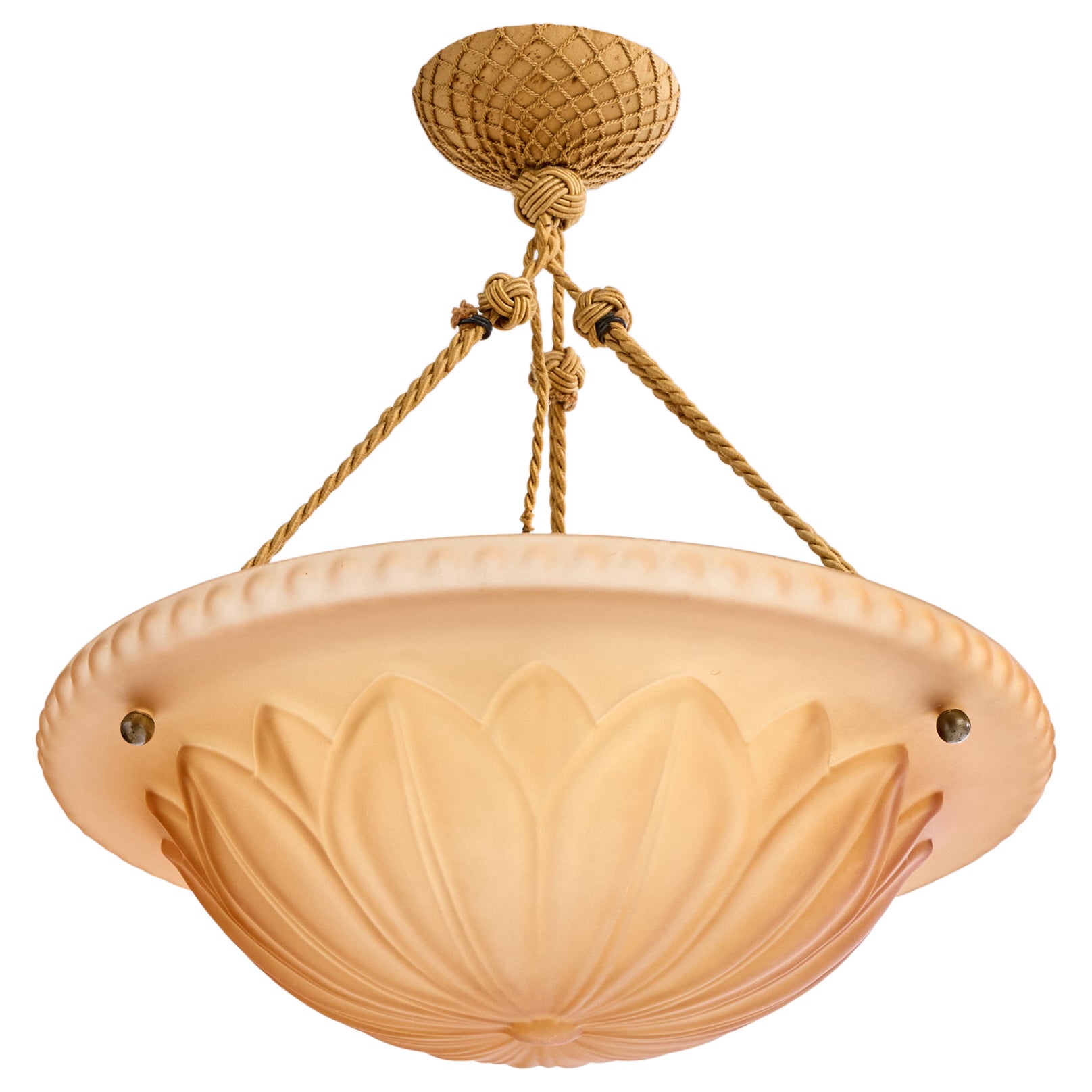 Harald Notini, Pendant Light, Glass, Rope, Sweden, 1930s