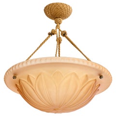 Harald Notini, Pendant Light, Glass, Rope, Sweden, 1930s