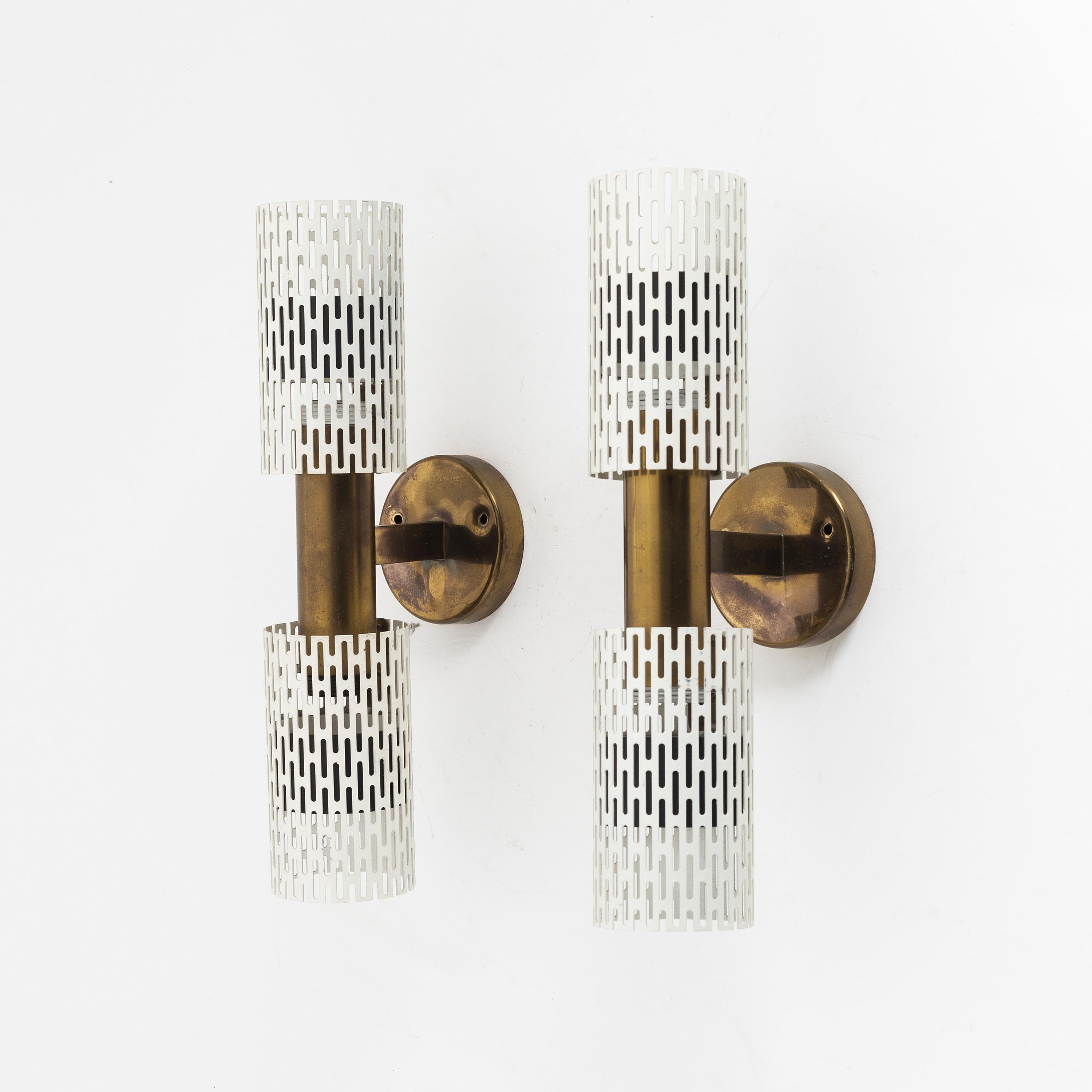 Swedish Harald Notini Rare Pair of Sconces Model 11262 for Bohlmarks, 1950 For Sale