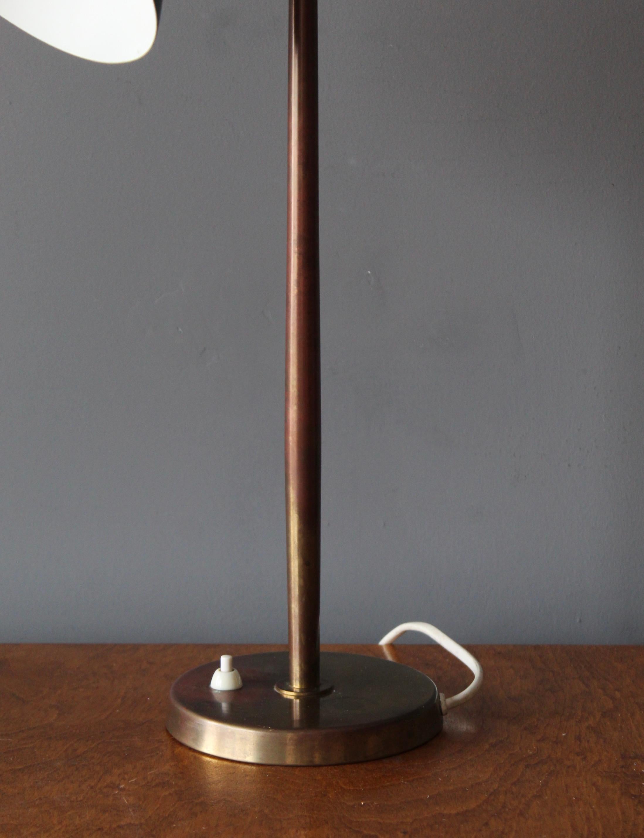 Swedish Harald Notini, Rare Table Lamp, Brass, Lacquered Metal, B�öhlmarks, Sweden, 1940s