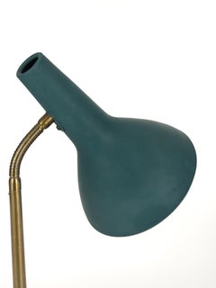 Harald Notini Sculptural Brass and Petrol Desk Lamp, Böhlmarks, 1950s