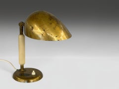 Harald Notini, Swedish Modern, Patinated Brass, Wood, Rare Table Lamp, 1930s