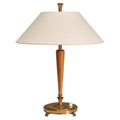 Lampada da tavolo Harald Notini in ottone e olmo, modello 15409, Böhlmarks, Svezia, anni '40