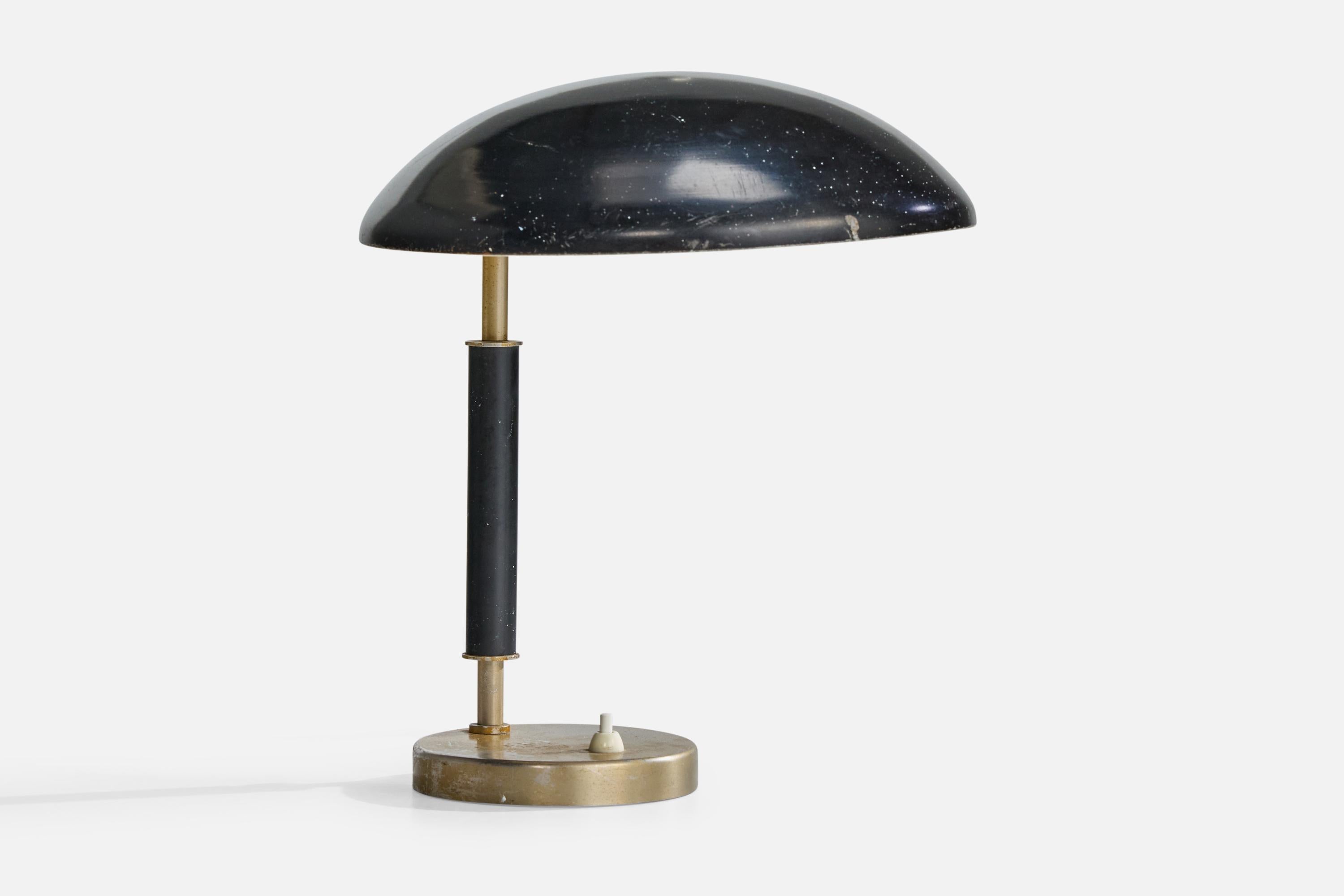 Scandinavian Modern Harald Notini, Table Lamp, Metal, Sweden, 1930s For Sale