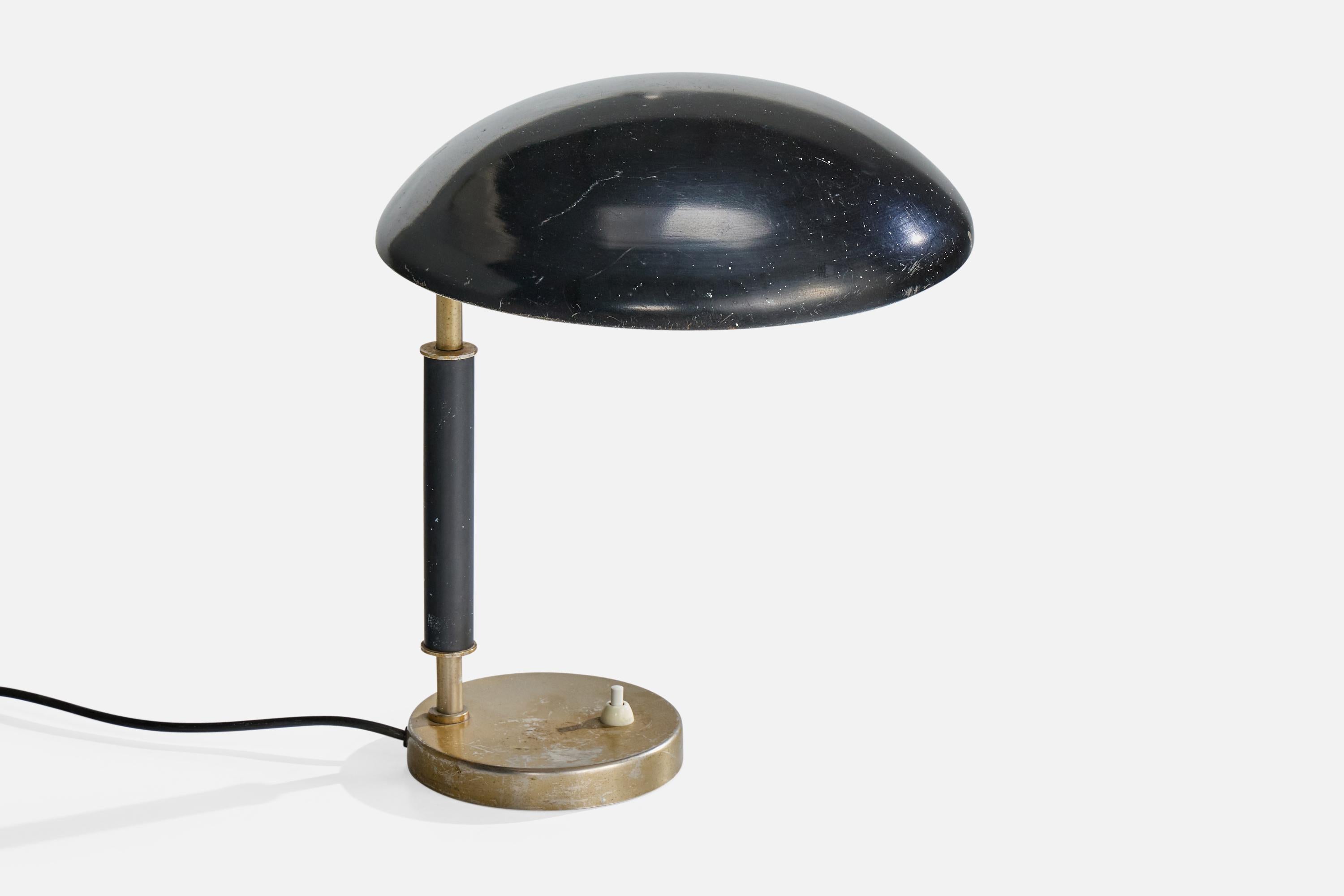 Swedish Harald Notini, Table Lamp, Metal, Sweden, 1930s For Sale